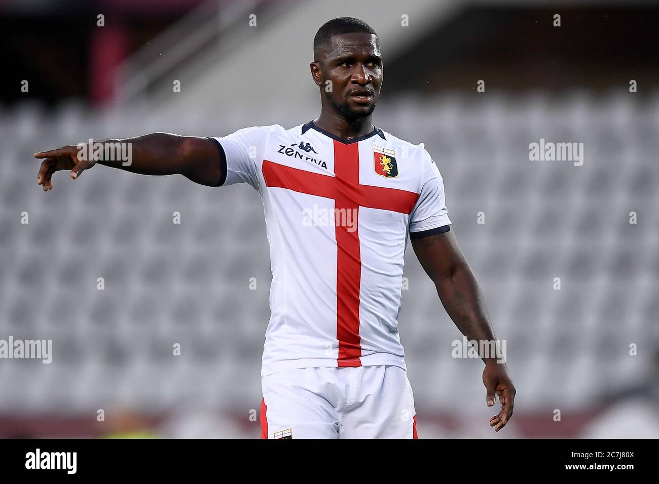Turin, Italy - 16 July, 2020: Cristian Zapata of Genoa CFC gestures during the Serie A football match between Torino FC and Genoa CFC. Torino FC won 3-0 over Genoa CFC. Credit: Nicolò Campo/Alamy Live News Stock Photo