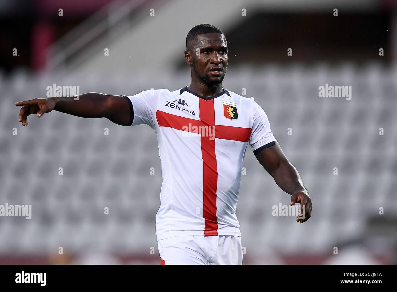 Turin, Italy - 16 July, 2020: Cristian Zapata of Genoa CFC gestures during the Serie A football match between Torino FC and Genoa CFC. Torino FC won 3-0 over Genoa CFC. Credit: Nicolò Campo/Alamy Live News Stock Photo