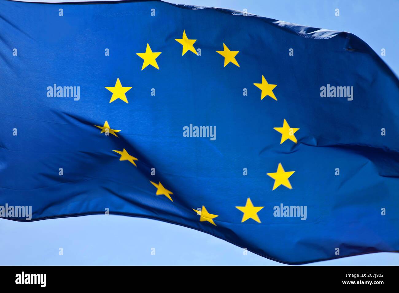 flag of the EU blowing in the wind, Germany Stock Photo