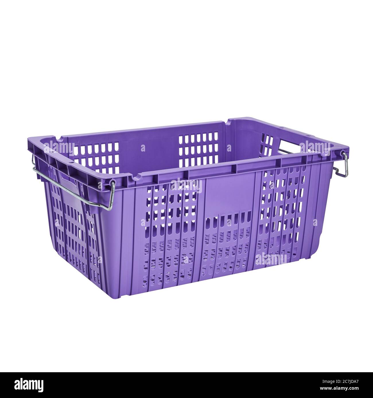 Purple plastic basket isolated on white background Stock Photo
