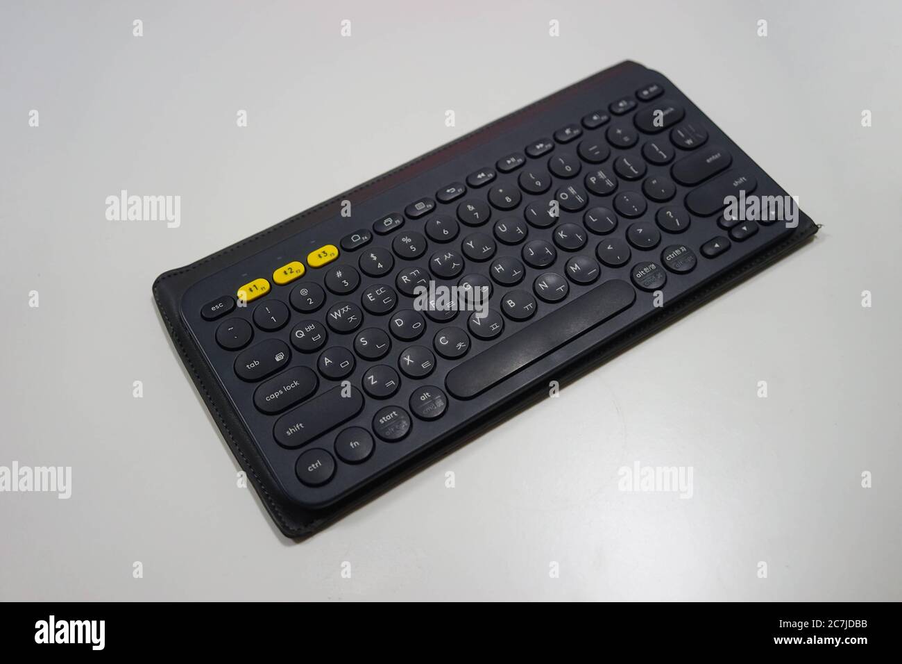 Black computer keyboard on white background Stock Photo