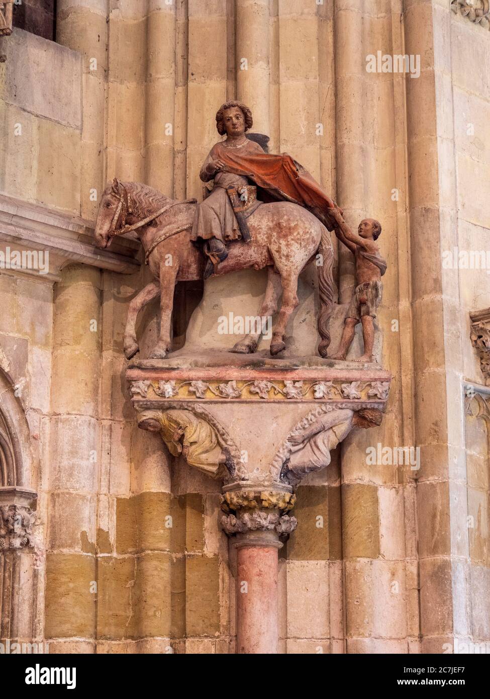 Regensburg, cathedral inside, equestrian figure St. Martin (around 1325), Bavaria, Germany Stock Photo