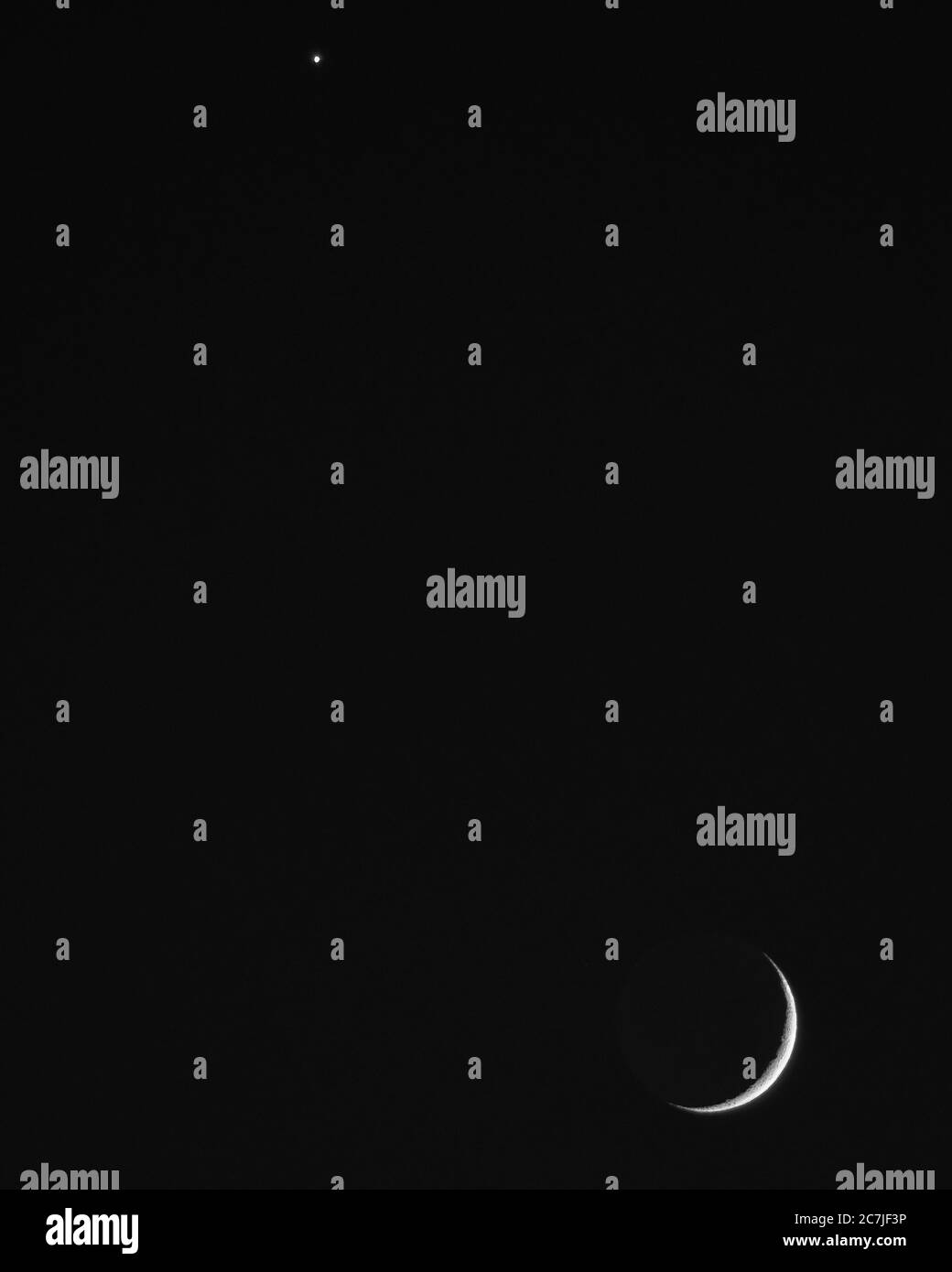 Crescent moon on the sky during the night - a nice picture for wallpapers and backgrounds Stock Photo