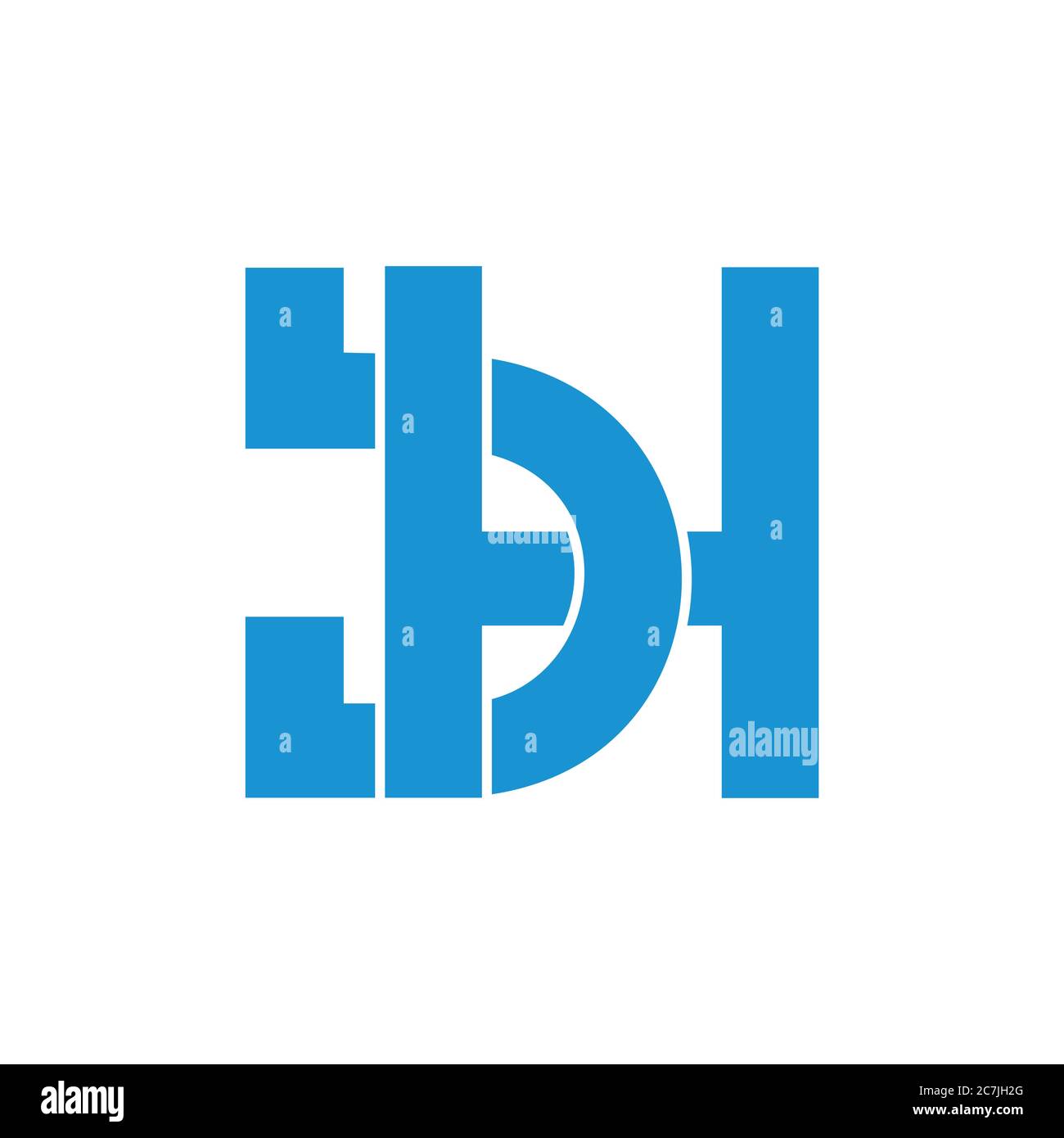 letter bh simple linked geometric logo vector Stock Vector