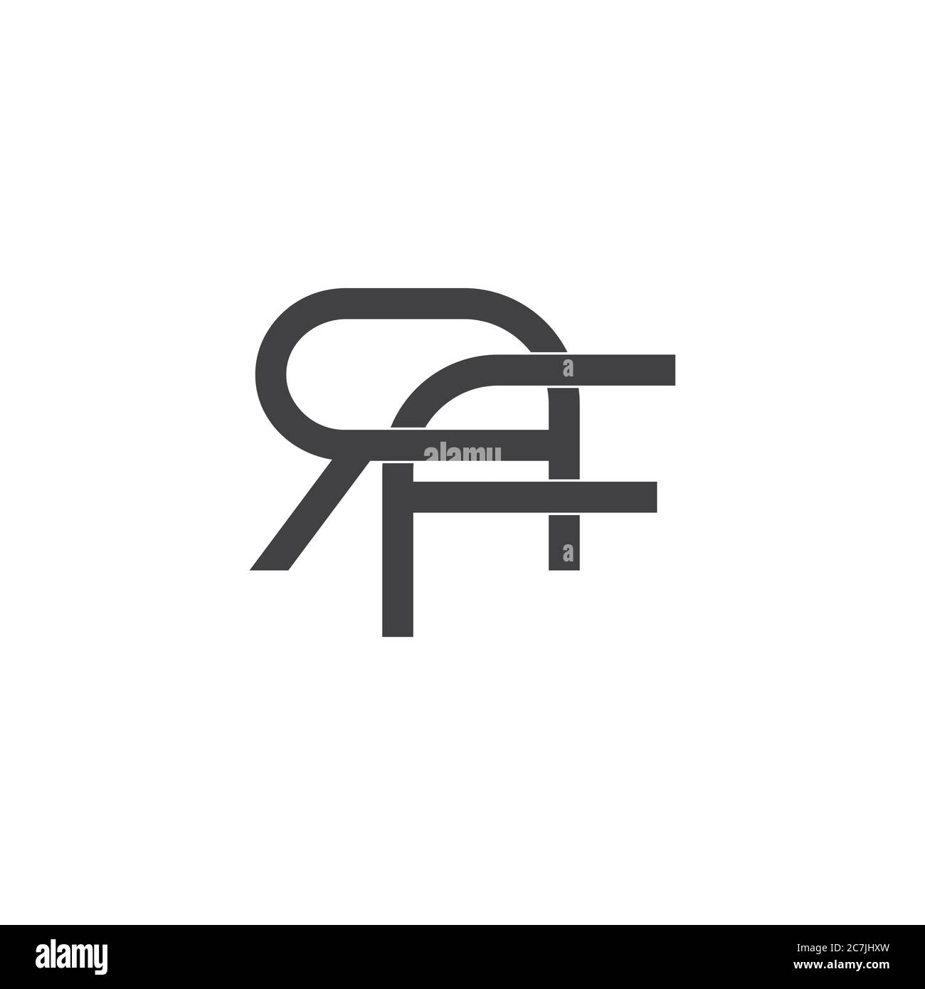 letter rf linked flat geometric clear line design symbol logo vector