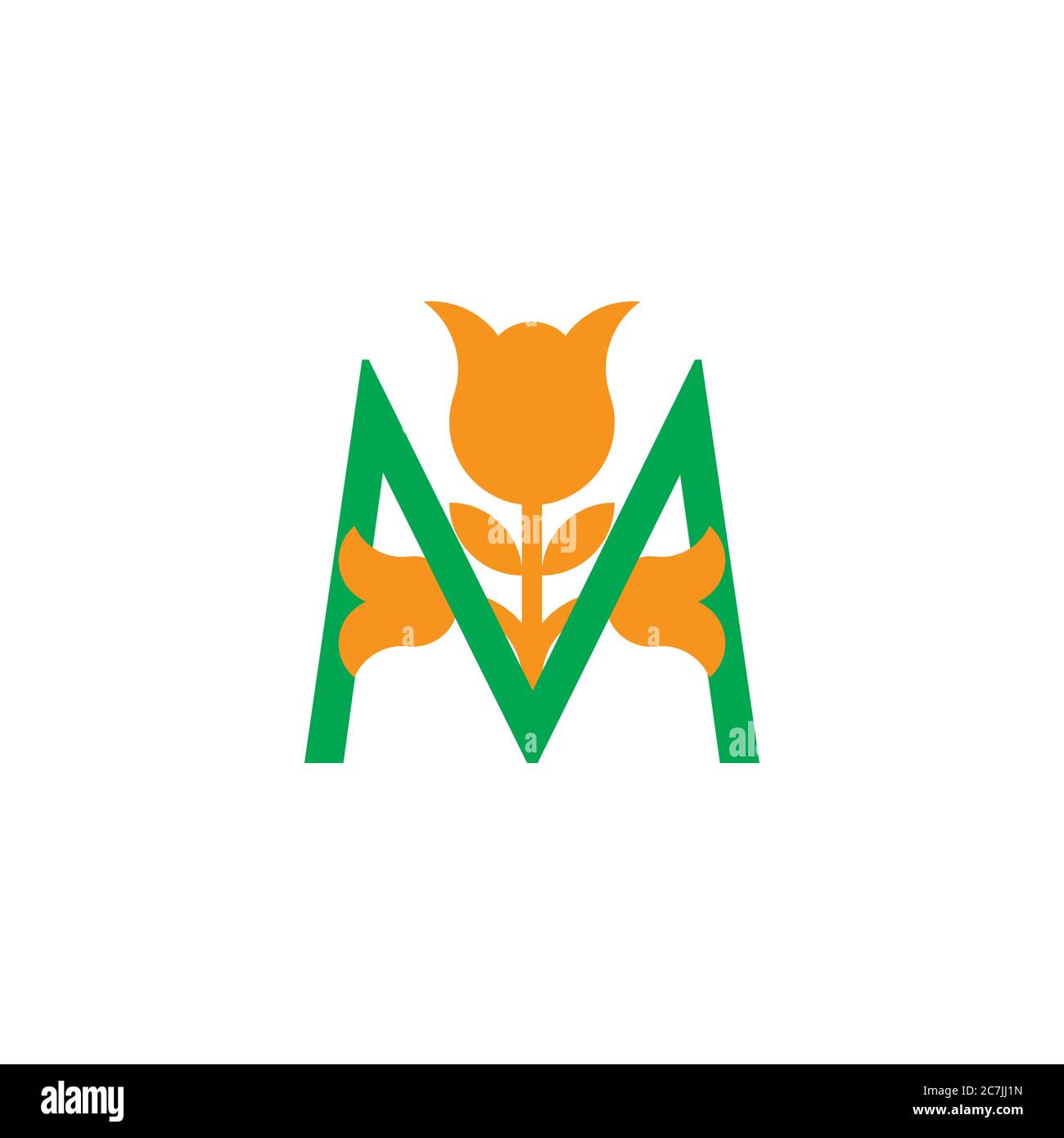letter m colorful flower elegant logo vector Stock Vector