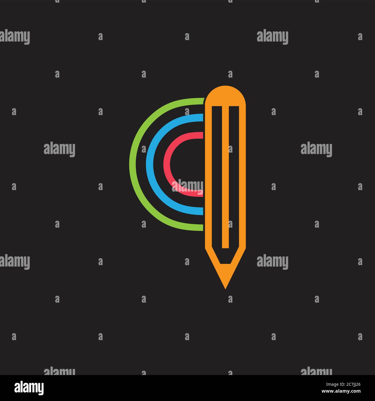 letter q colorful pencil creative symbol vector Stock Vector