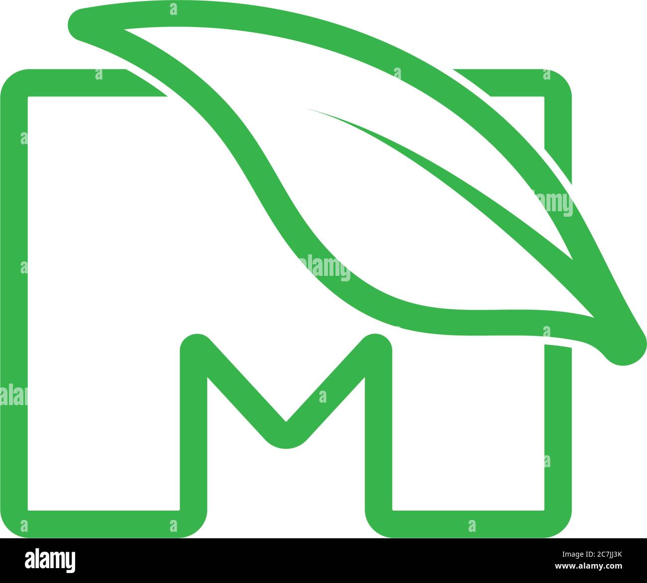 letter m linear leaf geometric logo vector Stock Vector