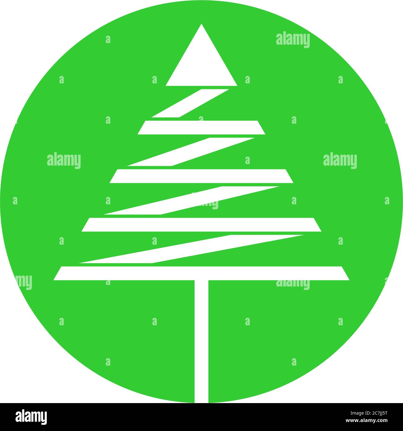 negative space pine tree ribbon circle design vector Stock Vector Image ...