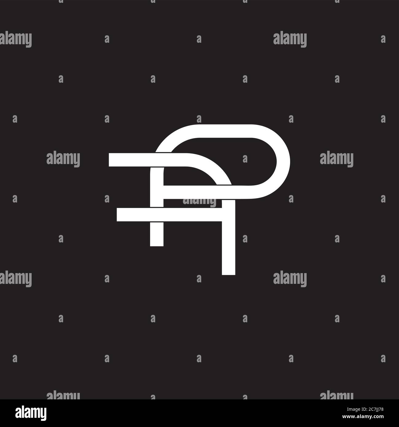 letter pf linked flat linear geometric design symbol logo vector Stock Vector