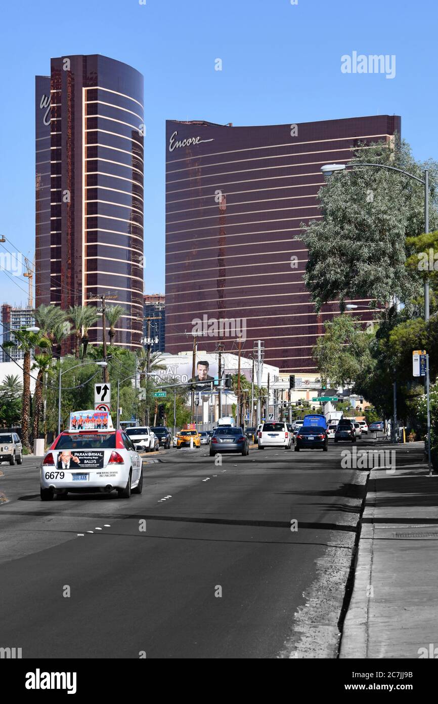 Las Vegas Nevada, USA 09-30-18 This is the congested Linq Ln avenue that surrounds the back of the luxurious Wynn and Encore hotels Stock Photo