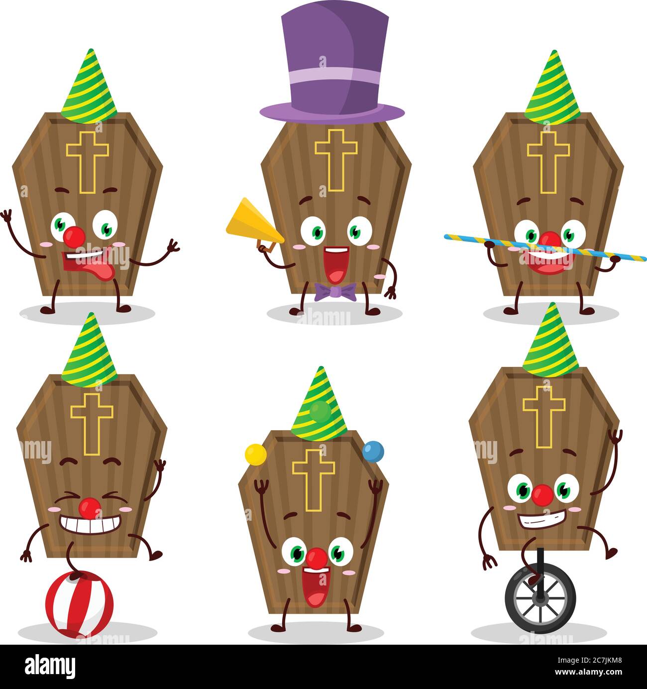 Cartoon character of coffin with various circus shows Stock Vector ...
