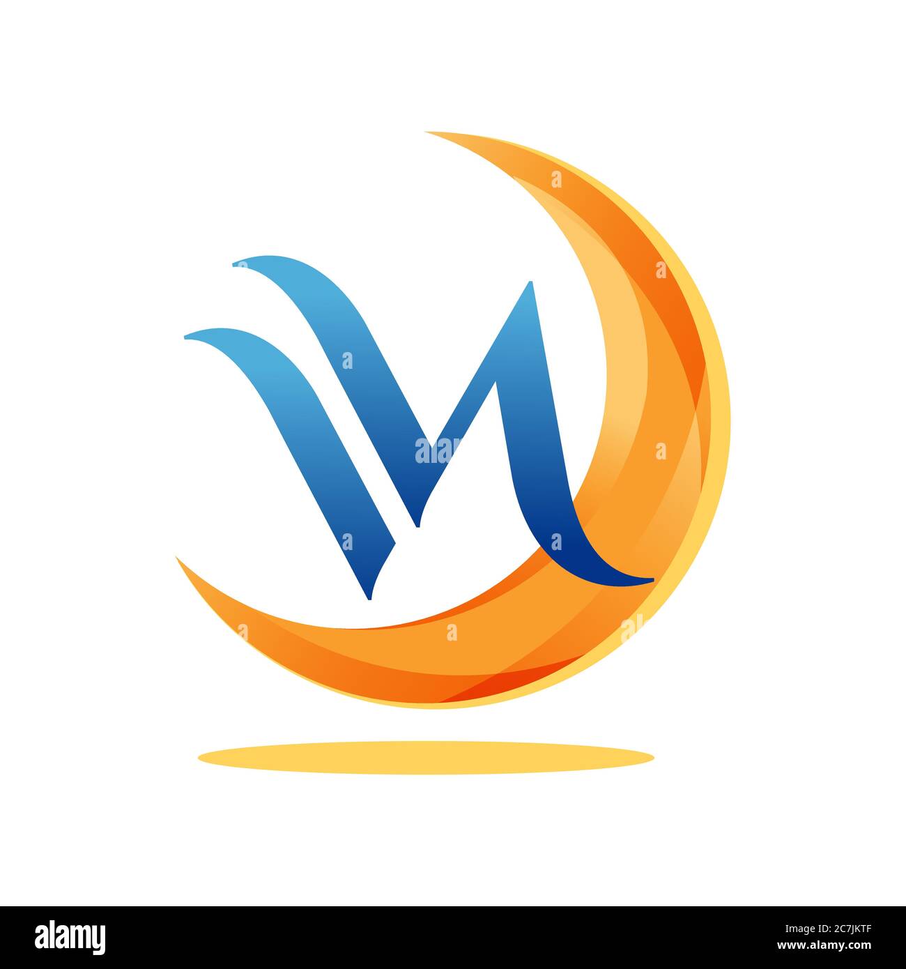 stylish and  creative Letter M initial logo design with moon eclipse icon vector template Stock Vector