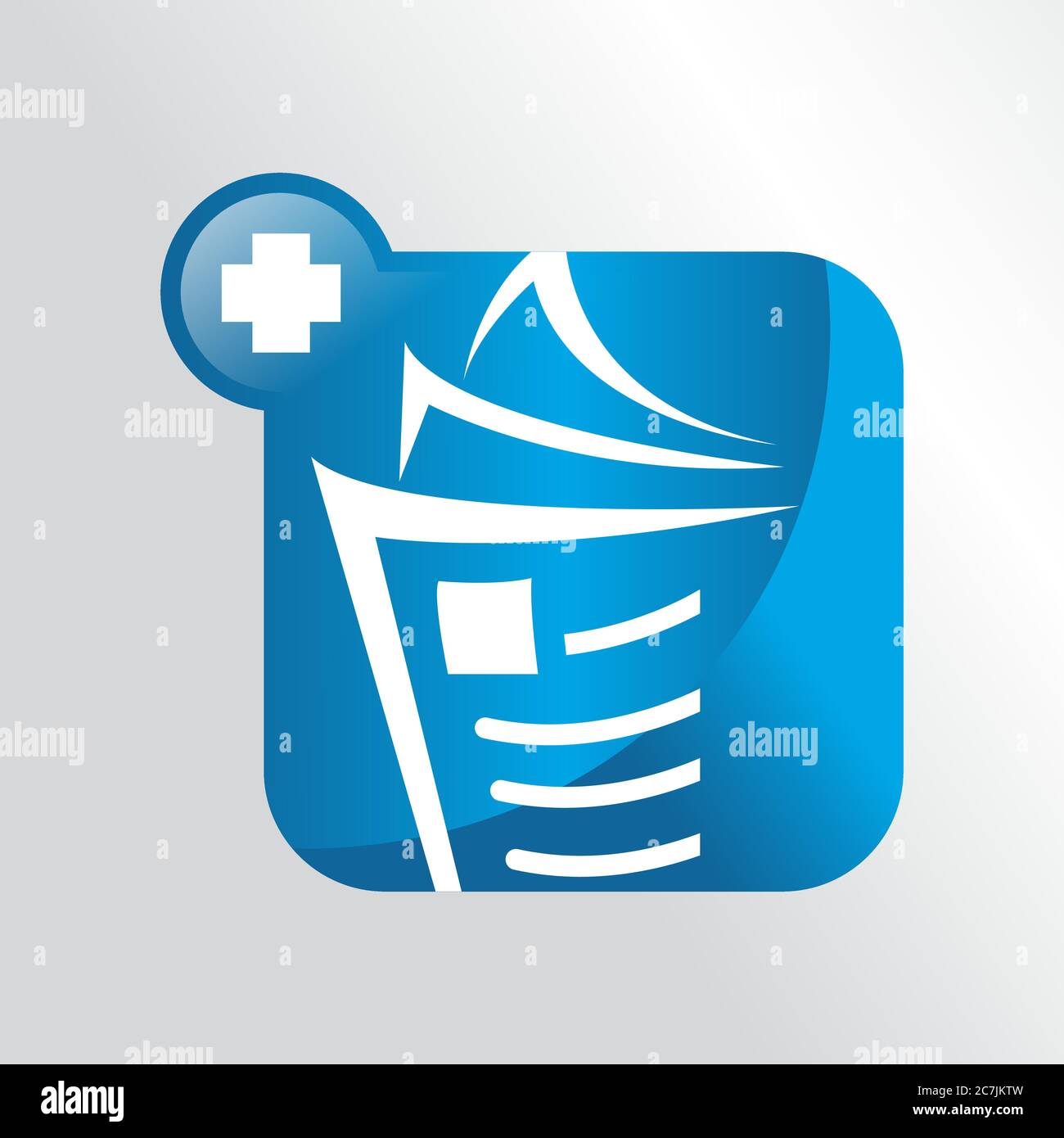 note and plus symbol of medical record logo icon design template vector illustration Stock