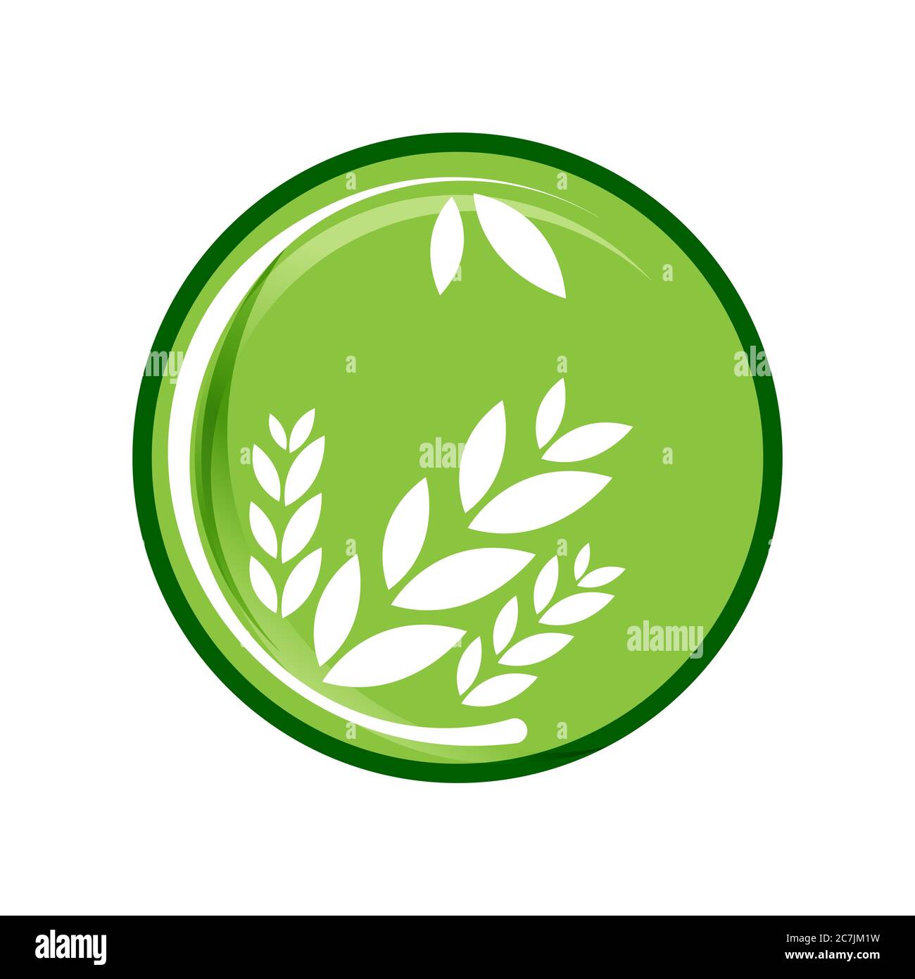 simple and modern green leaf logo on the circle shape vector elemen Stock Vector