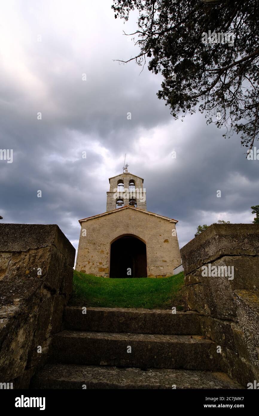 dramatic moody cemetery before storm, in europe, croatia Stock Photo