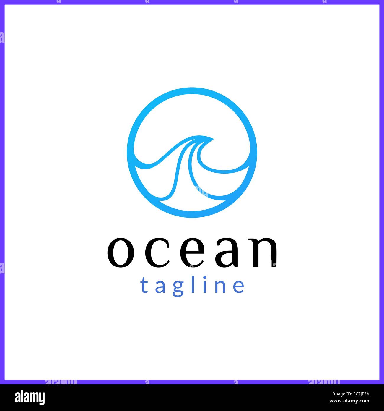 minimalist sea wave logo design in a blue circle Stock Vector Image ...