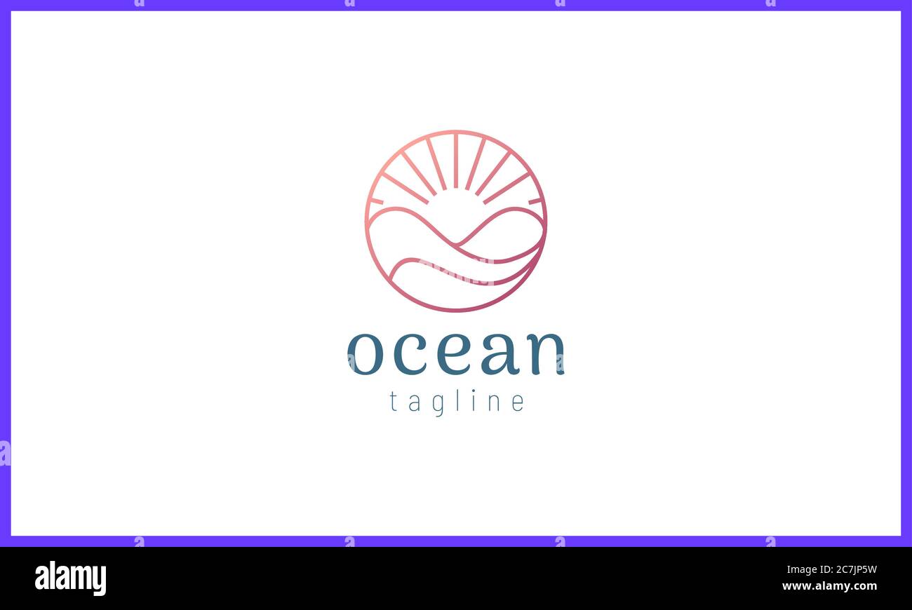 Ocean and sun in a circle with rose gold color Stock Vector Image & Art ...