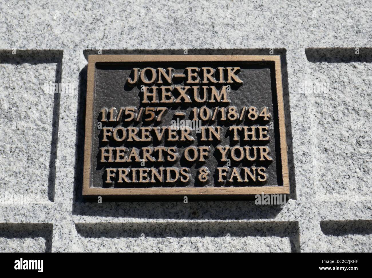 North Hollywood, California, USA 17th July 2020 A general view of atmosphere of Jon-Erik Hexum's Cenotaph and Memorial on July 17, 2020 at Valhalla Memorial Park in North Hollywood, California, USA. Photo by Barry King/Alamy Stock Photo Stock Photo