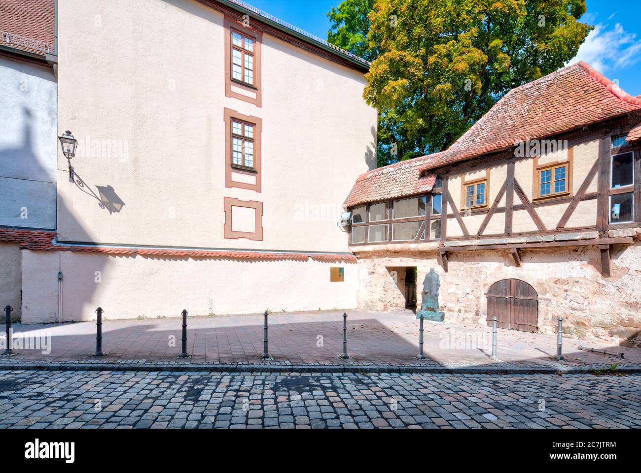 Ernst von Bandel, monument, statue, Margrave Museum, city wall, Ansbach, Middle Franconia, Franconia, Bavaria, Germany, Europe Stock Photo