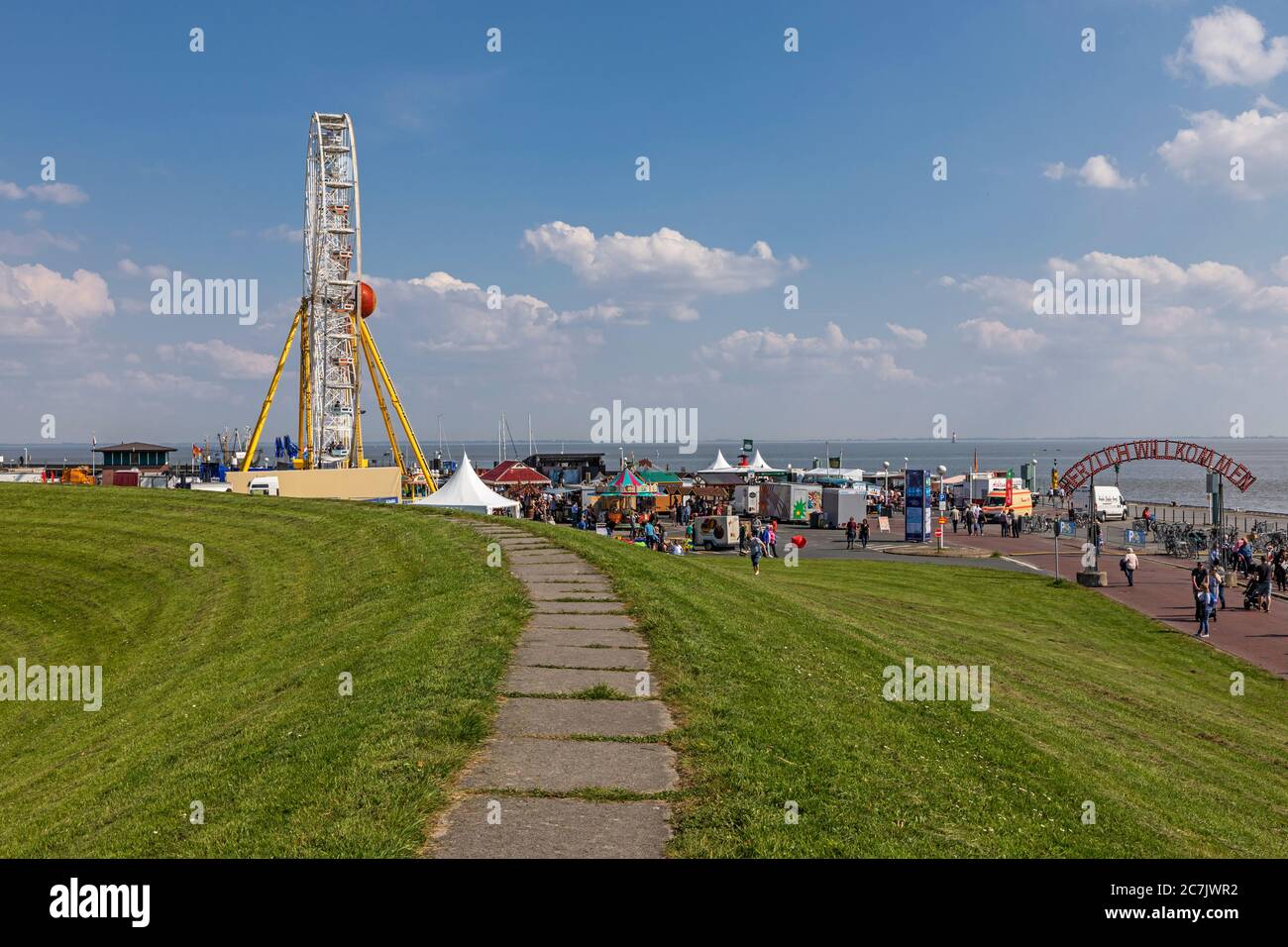Harbor festival 'Haven Ahoi' at Nassauhafen, Ferris wheel, fairground, Wangeroogkai, Wilhelmshaven, Lower Saxony, Stock Photo