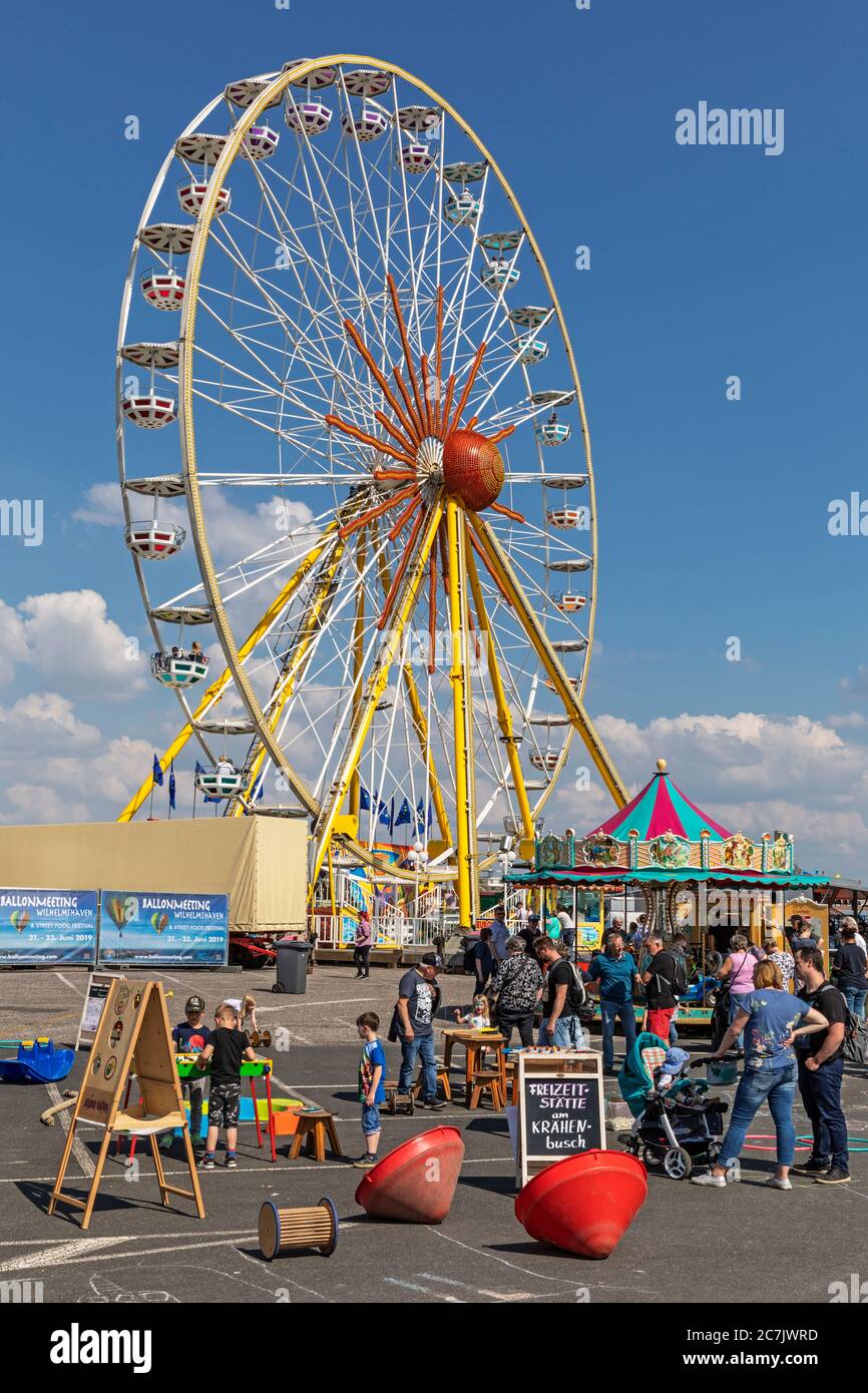 Harbor festival 'Haven Ahoi' at Nassauhafen, Ferris wheel, fairground, Wangeroogkai, Wilhelmshaven, Lower Saxony, Stock Photo