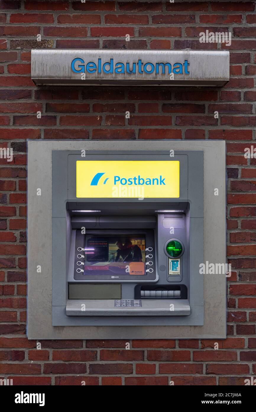 Postbank's ATM, post office at Rathausplatz, Wilhelmshaven, Lower Saxony, Stock Photo