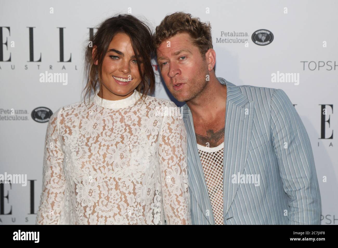 Bambi Northwood-Blyth and Dan Single arrive on the red carpet for the inaugural ELLE Style Awards at Paddington Reservoir Gardens, Oxford Street, Padd Stock Photo