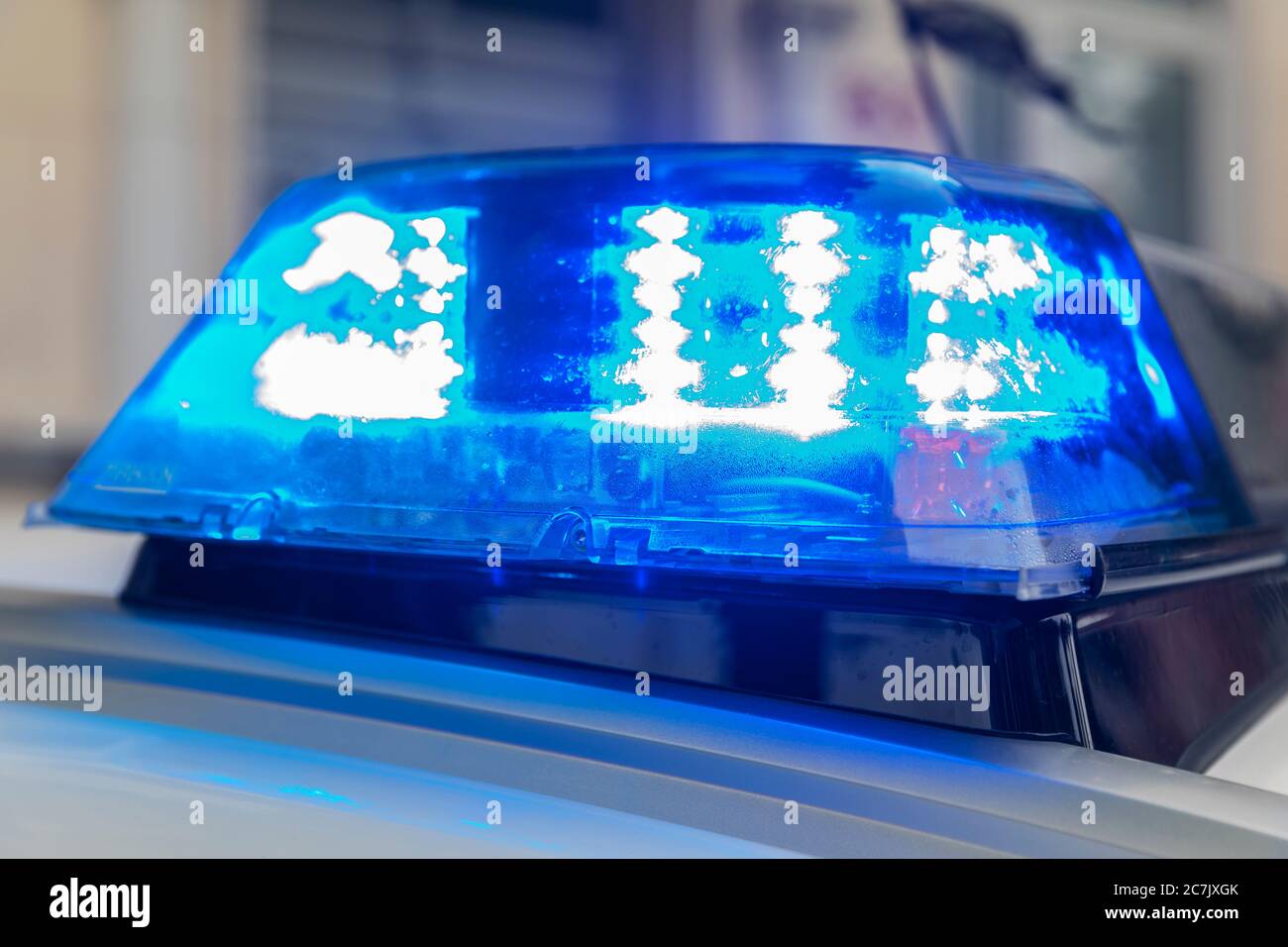 Police car, detail, flashing lights on emergency vehicle, symbolic image, police car in action, Wilhelmshaven, Stock Photo