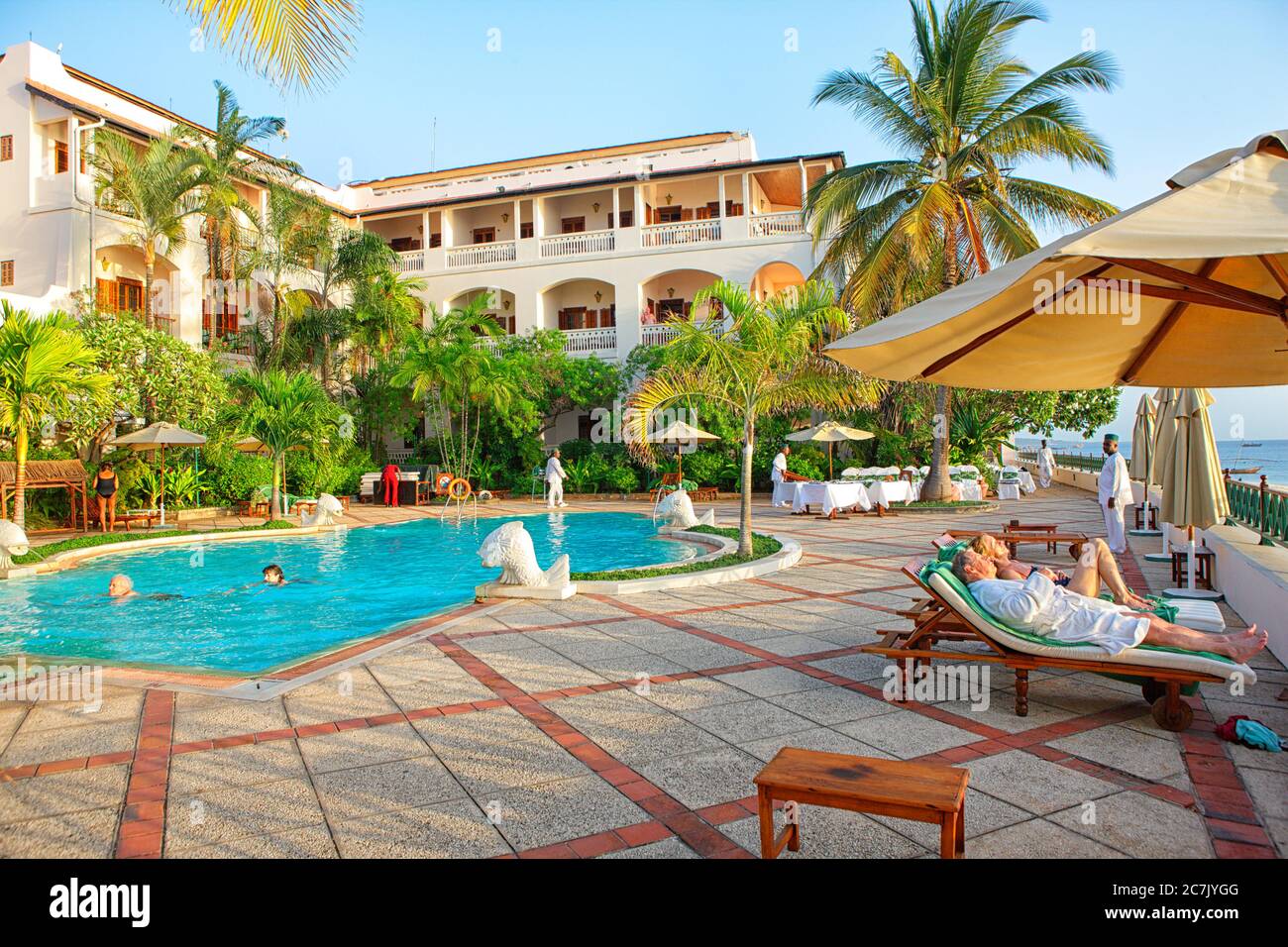Hotel located on the beach in Stone Town Stock Photo