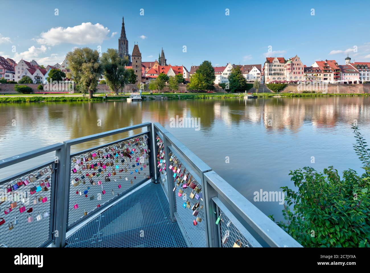 City fortification, Metzgerturm, Fischerviertel, Ulm Minster, Danube, old town, Ulm, Baden-Württemberg, Germany Stock Photo