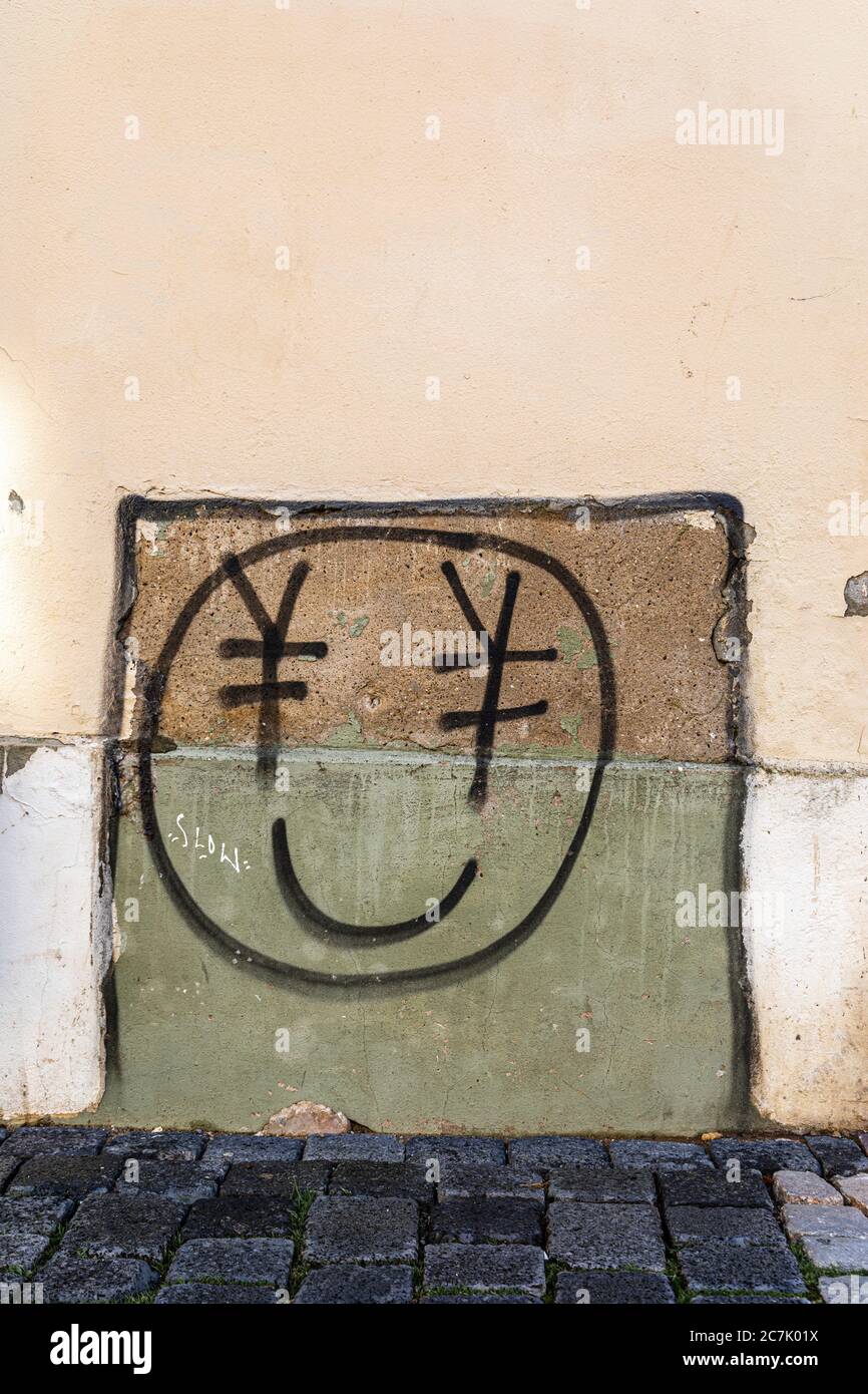 Smiley face, graffiti Stock Photo Alamy