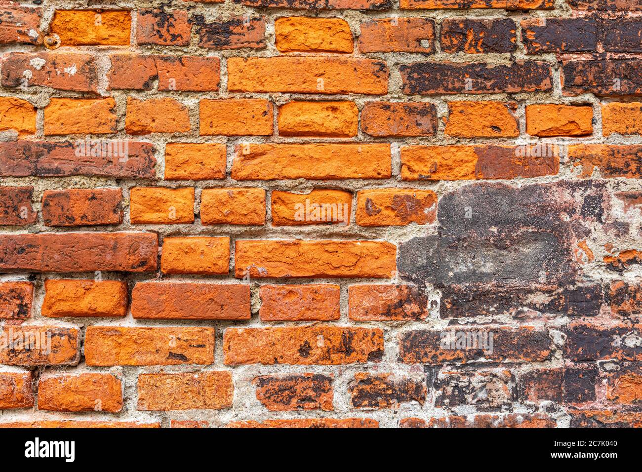 Old wall with bricks, house facade, background picture Stock Photo