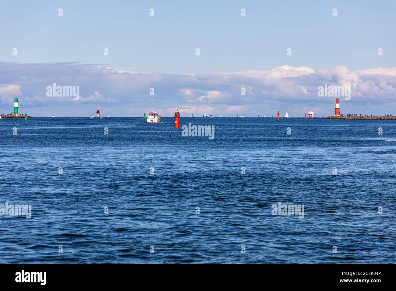 Lighthouses in Warnemünde, coastal landscape, Germany, Mecklenburg-Western Pomerania, Stock Photo