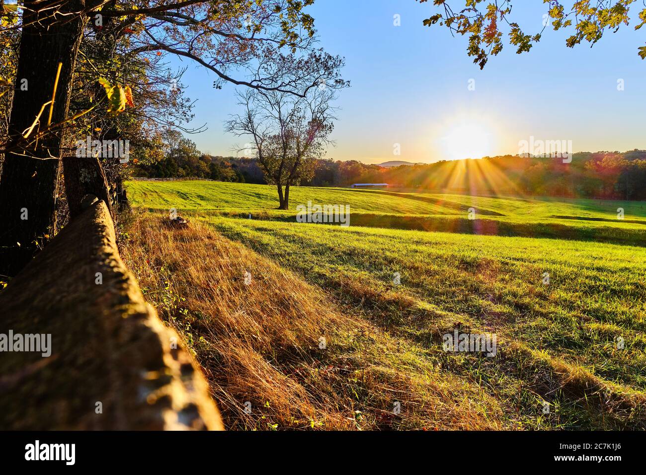 Sunset Over Gettysburg Farm Stock Photo