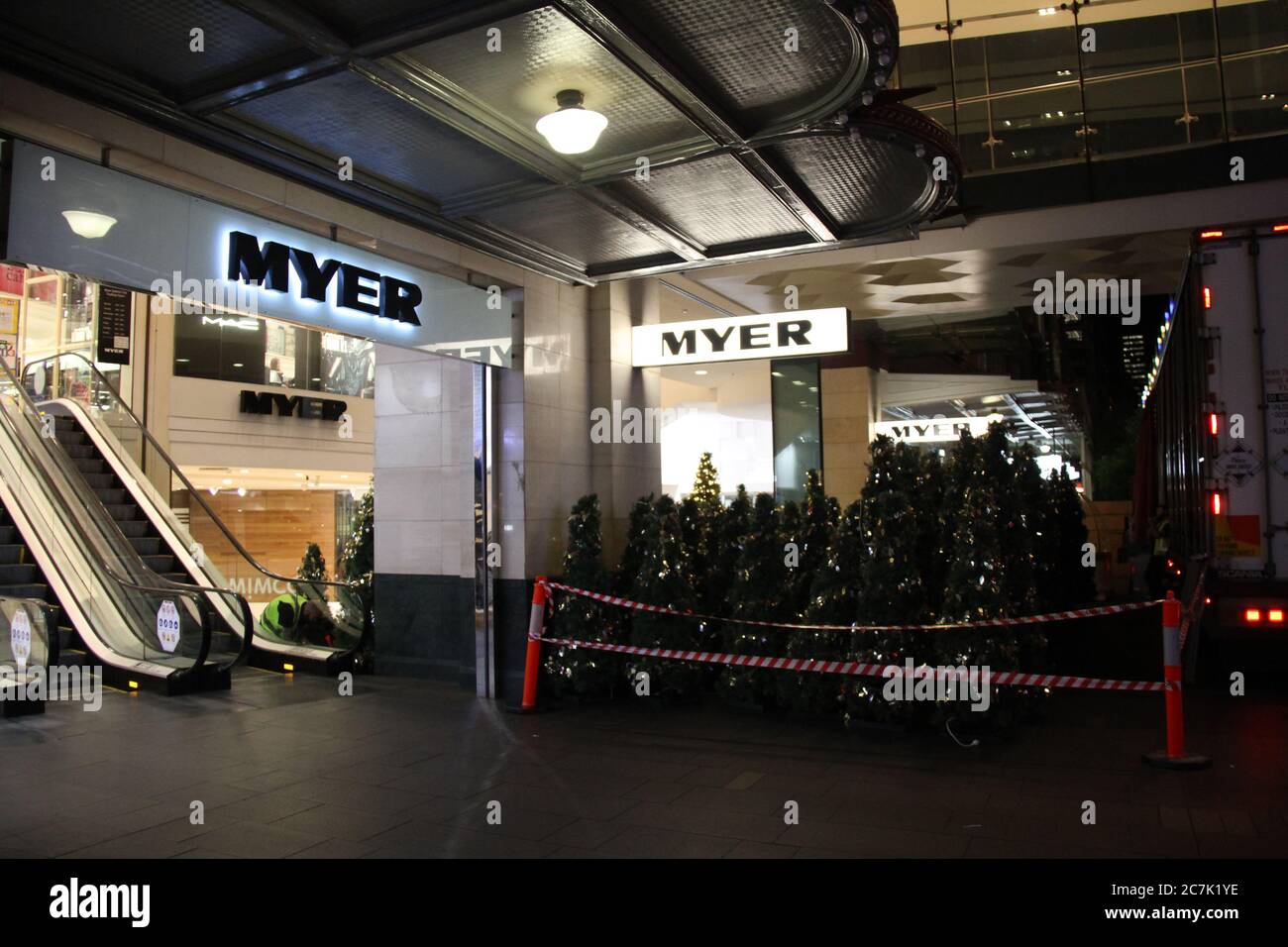 Christmas trees are delivered by lorry and dropped off at the Pitt