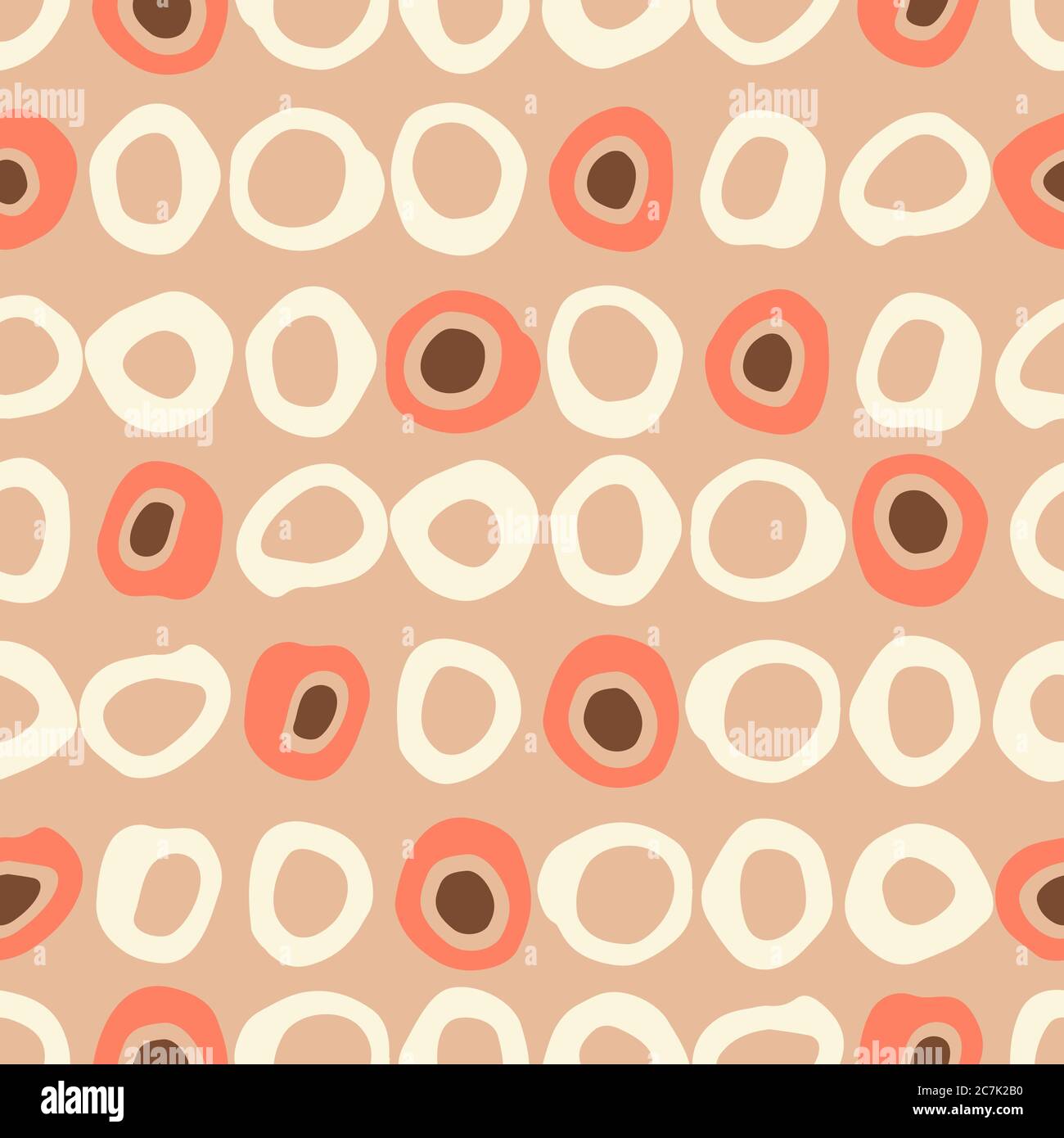 Retro Irregular Shaped Circles Set Vector Seamless Pattern. Modern Mid-Century Abstract Polka Dot Geometric Background Stock Vector