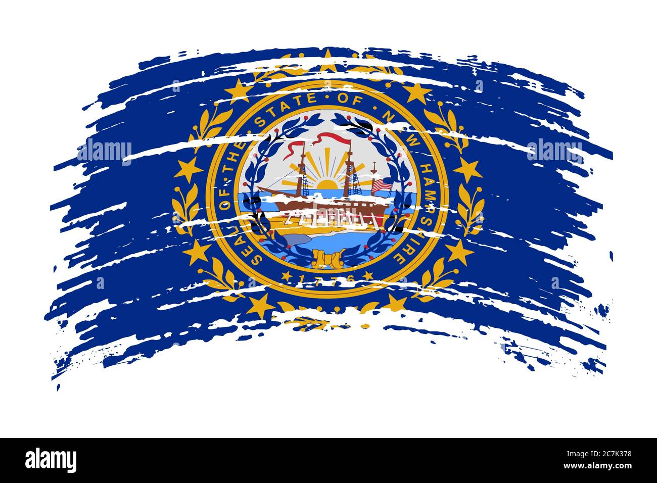 New Hampshire flag in grunge brush stroke, vector Stock Vector Image