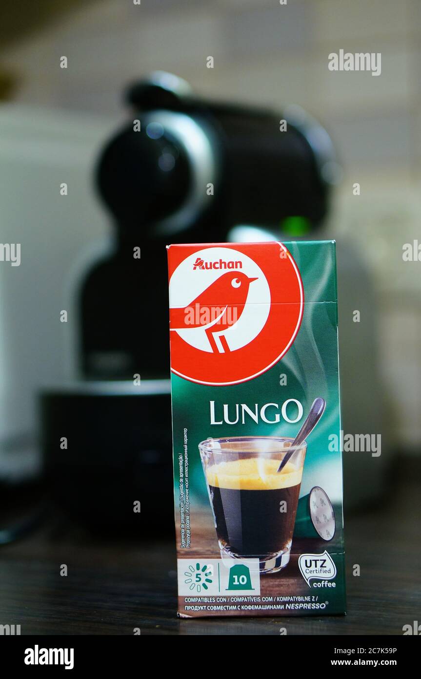 POZNAN, POLAND - Jan 11, 2020: Auchan coffee capsules Lungo for Nespresso  machines Stock Photo - Alamy