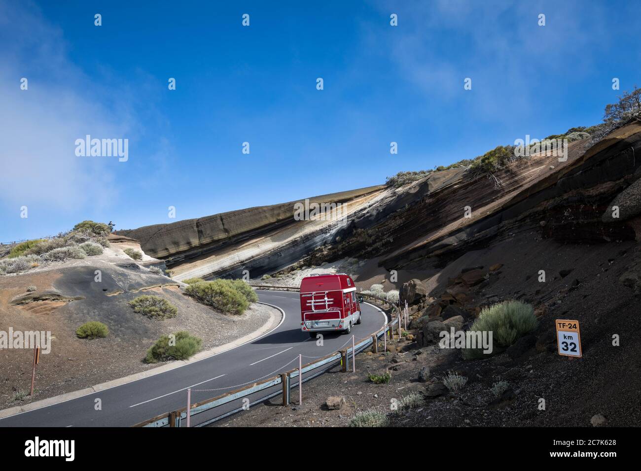 La Tarta del Teide on the TF-24 road, geological formation of different volcanic ash layers in the El Teide National Park, UNESCO World Heritage, Tenerife, Canary Islands, Spain Stock Photo