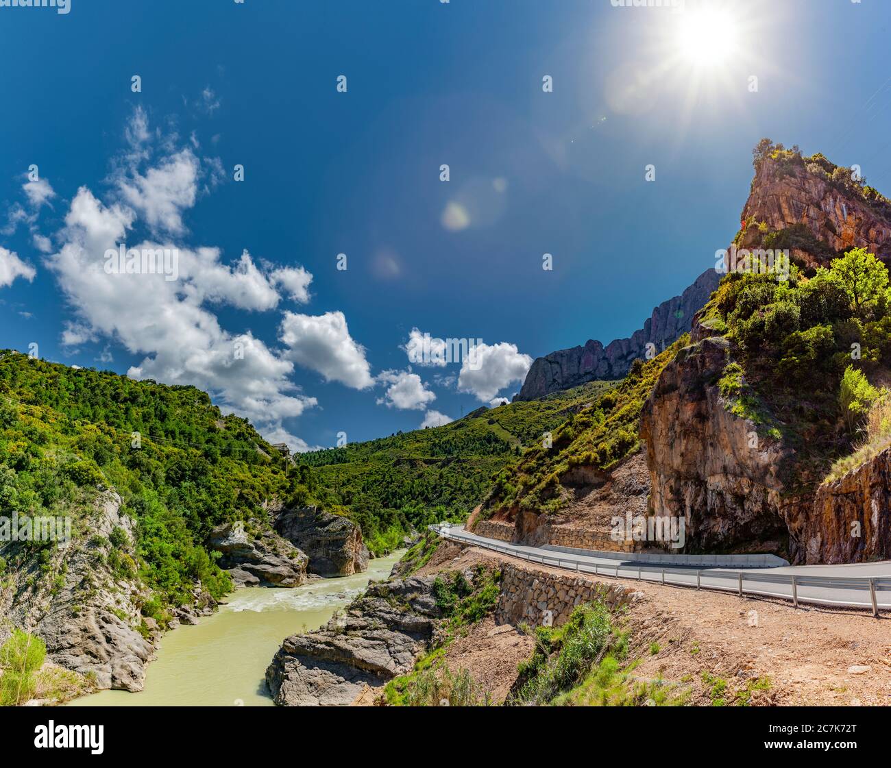 Mallos de Riglos rock formation in Aragon, Spain Stock Photo