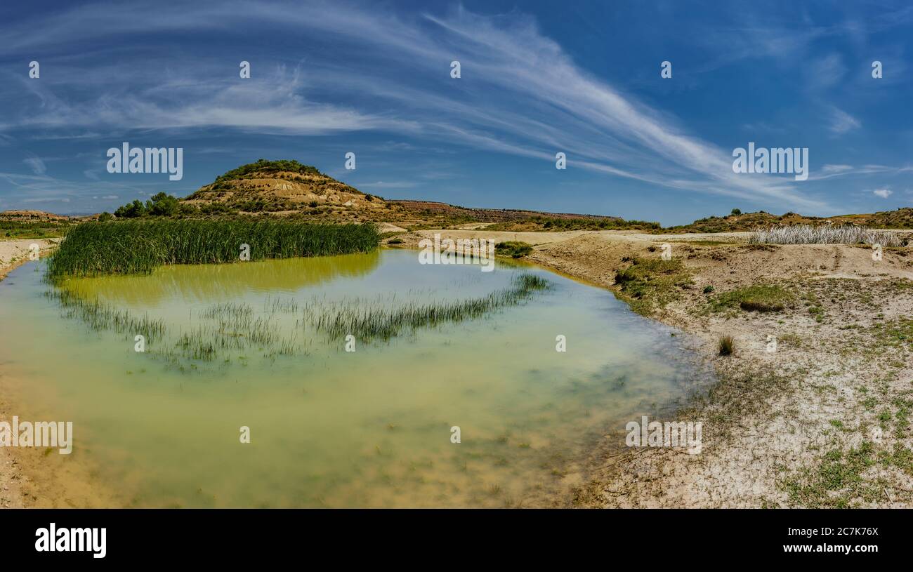Landscape in the semi-desert Bardenas Reales in Navarra, Spain Stock Photo