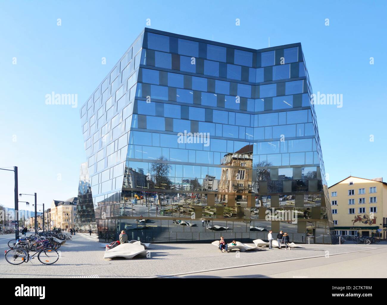 Freiburg, Baden-Württemberg, Germany, The Freiburg University Library is the library of the Albert-Ludwigs-Universität Freiburg. A new building by Degelo Architects. Stock Photo