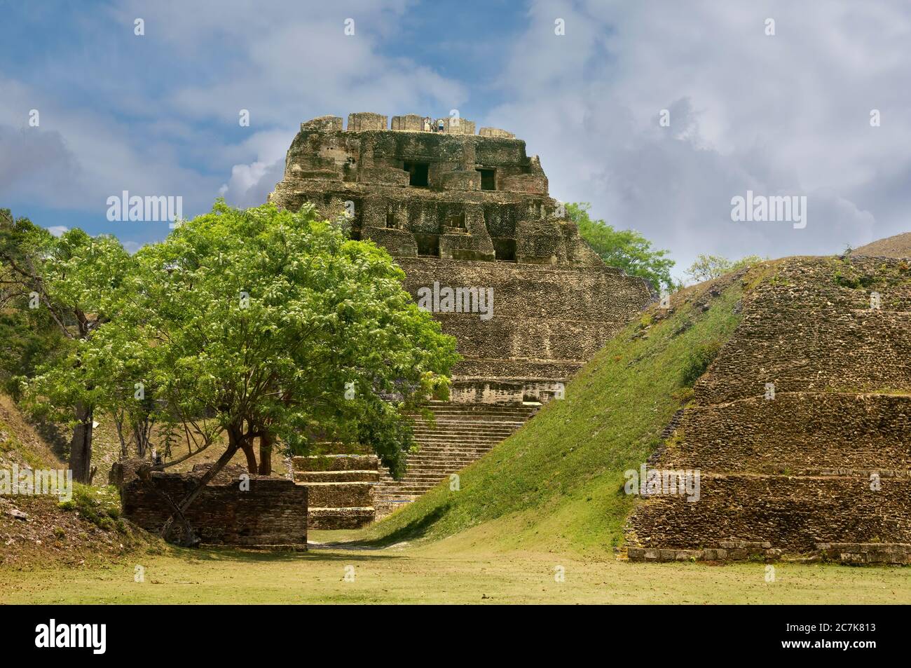 Cayo, Belize - May 14, 2011: The Mayan ruins of Xunantunich near the Cayo district of Belize. Stock Photo