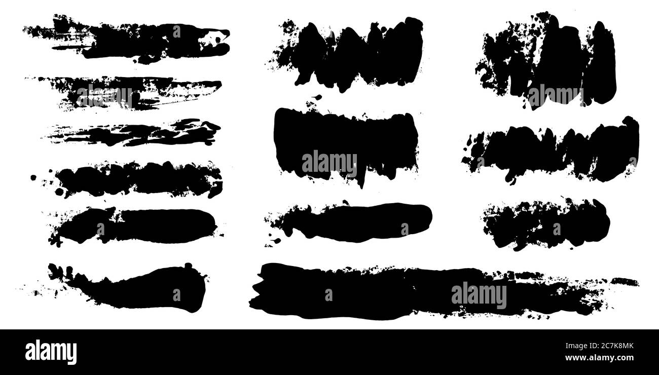 Brush strokes. Vector paintbrushes set. Grunge design elements Stock ...