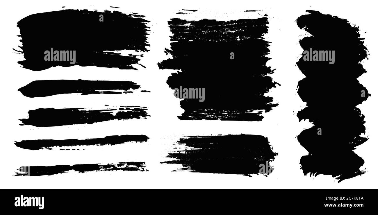 Brush strokes. Vector paintbrushes set. Grunge design elements Stock ...