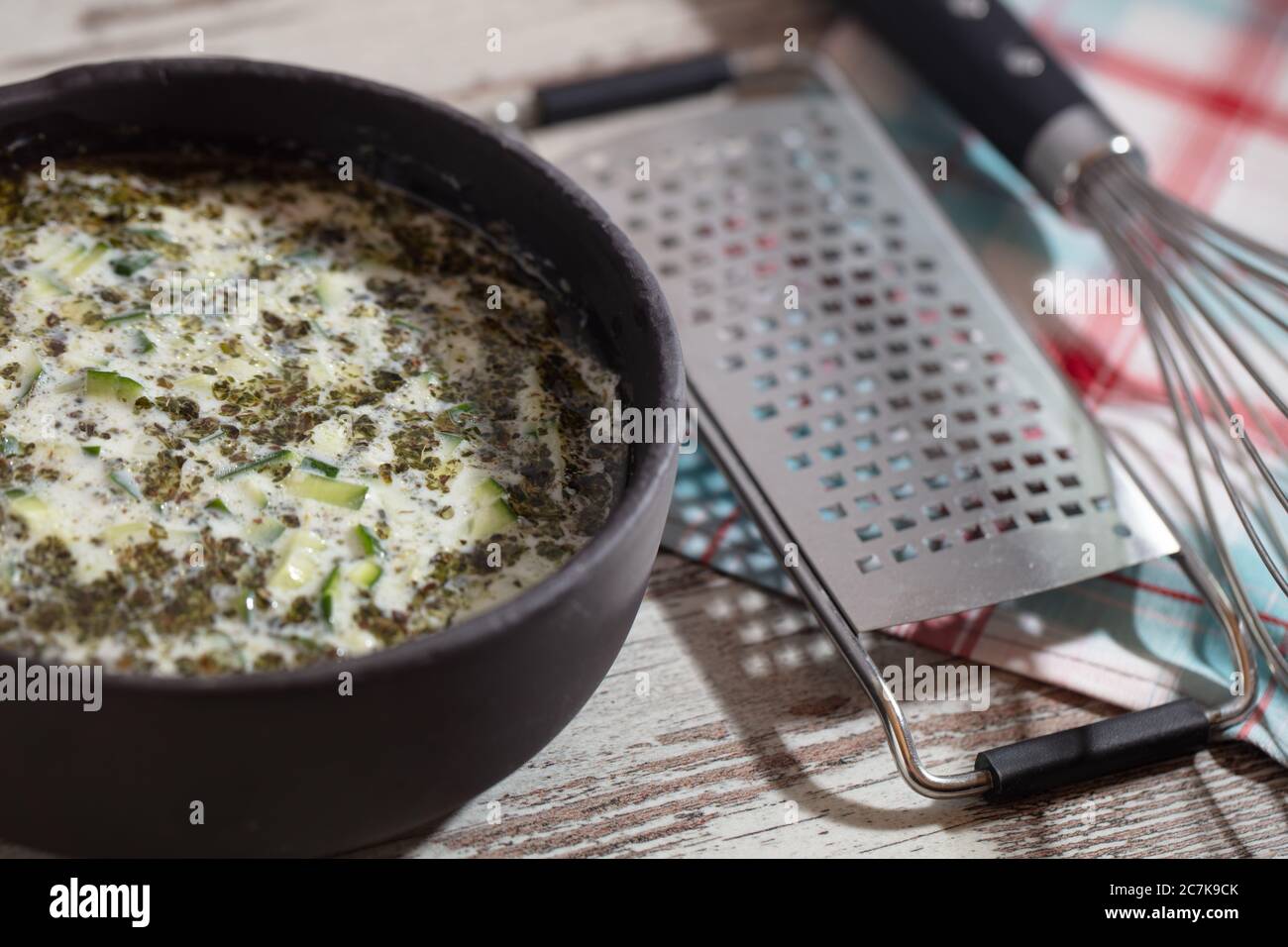 Greek Turkish yogurt sauce, cucumber and herbs Stock Photo Alamy