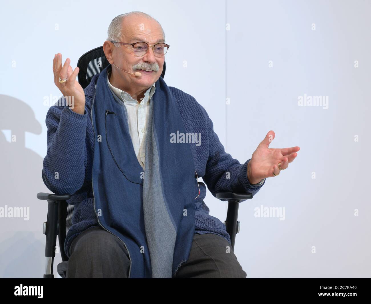 Russian film director and actor Nikita Mikhalkov holds the master class during Saint-Petersburg International Cultural Forum Stock Photo