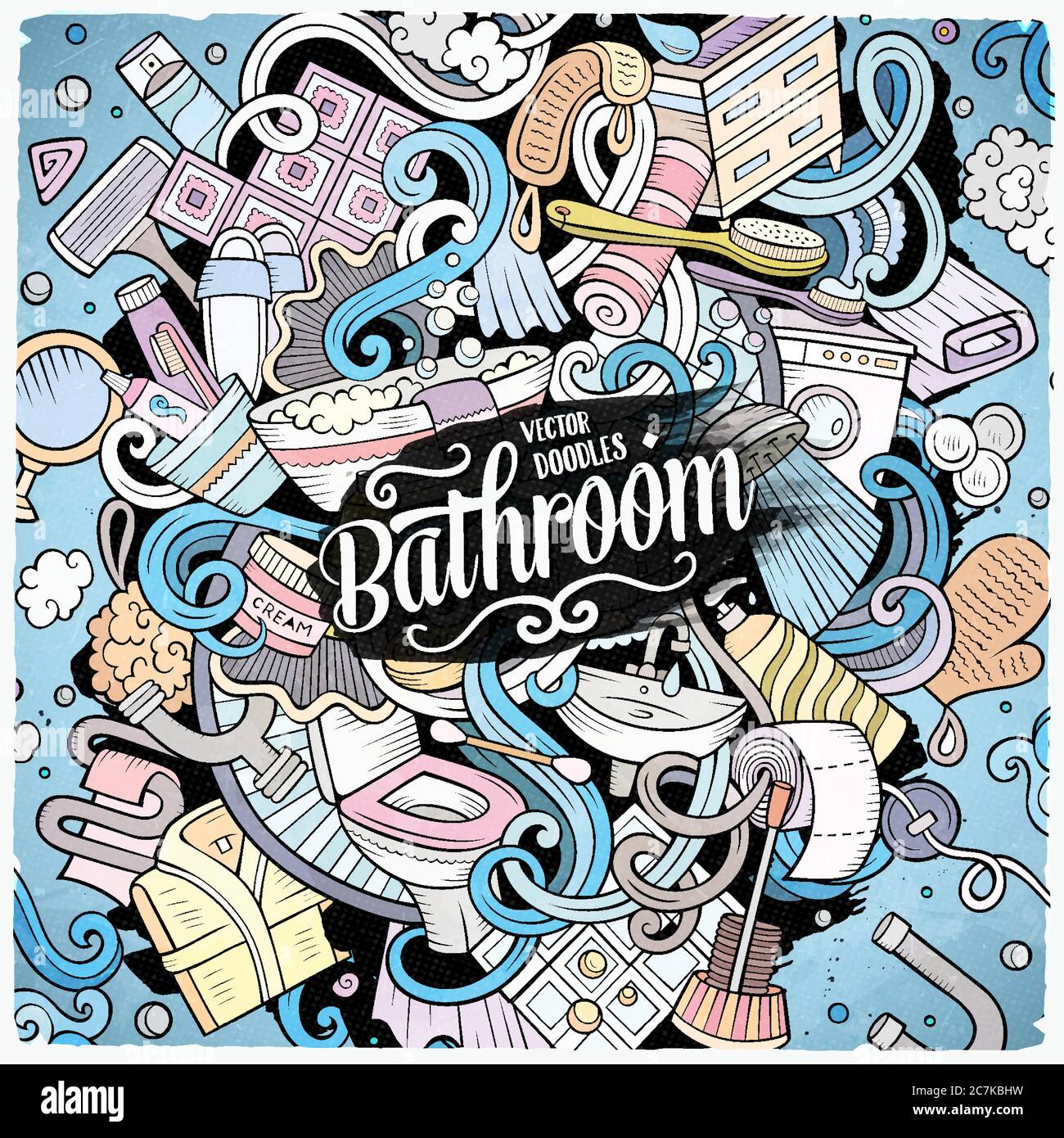 Cartoon cute doodles Bathroom illustration Stock Vector Image & Art Alamy