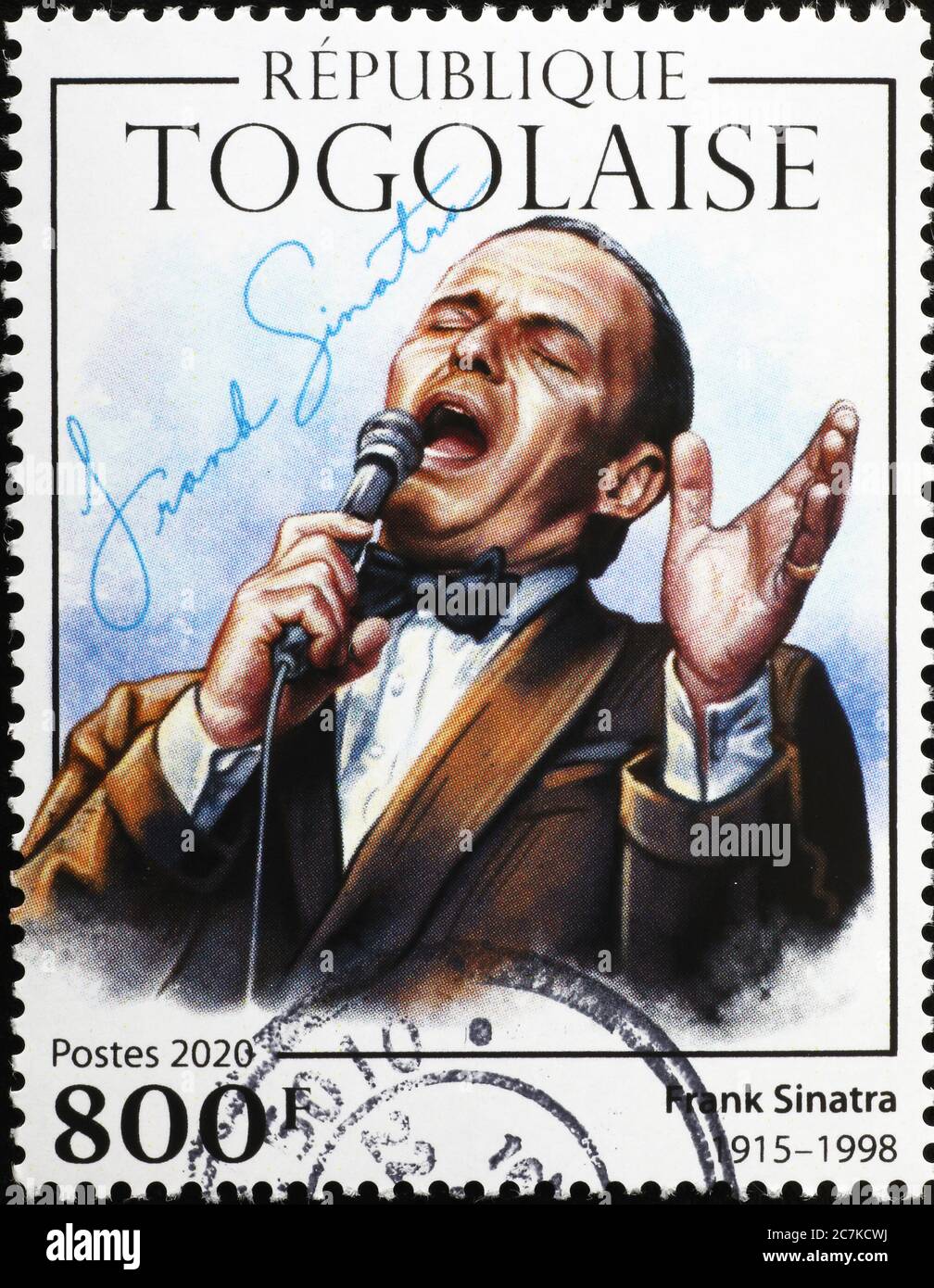 Frank Sinatra in concert on postage stamp of Togo Stock Photo
